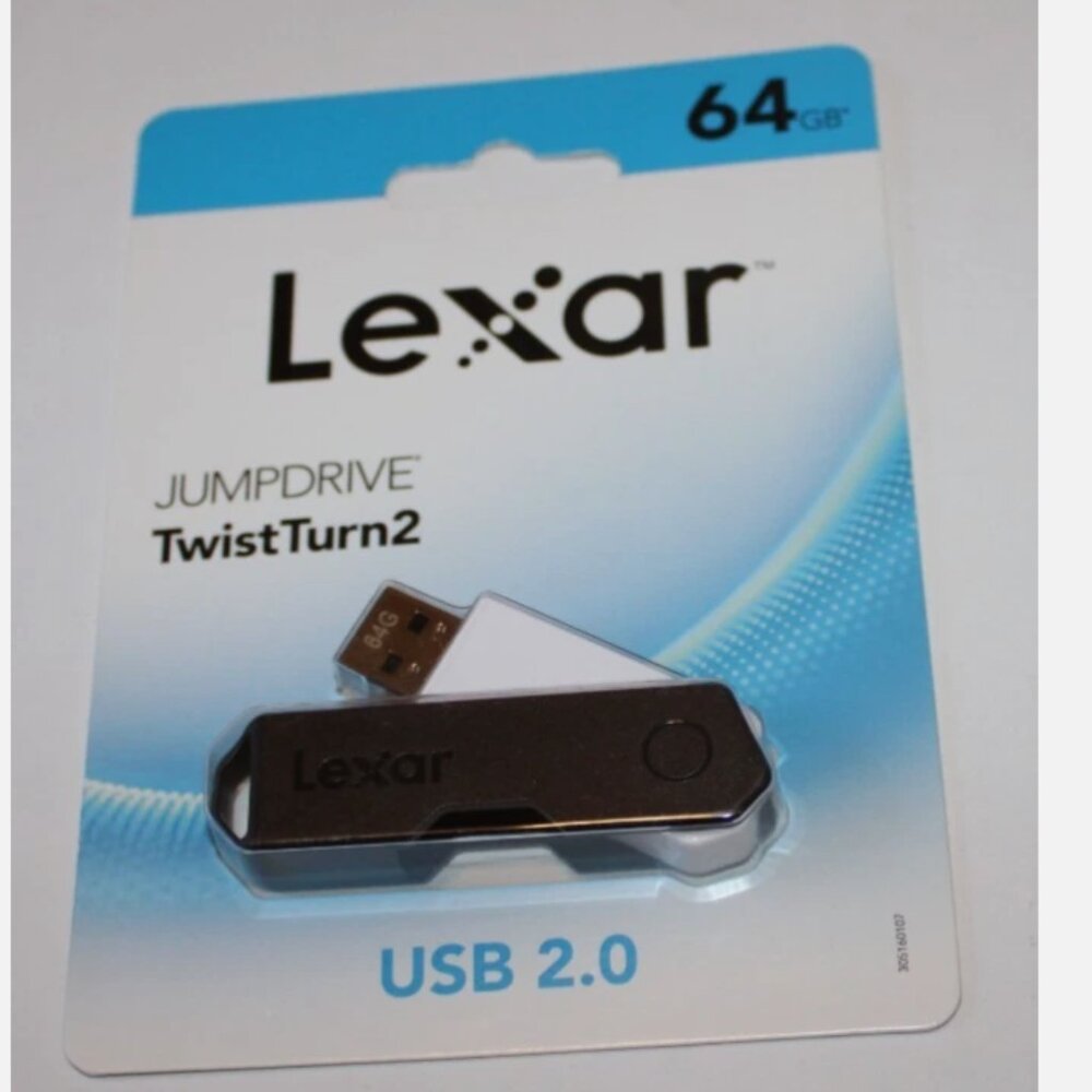 Lexar Jumpdrive USB 2.0 Twist Turn 64 GB NIP Flash Drive Storage External Memory